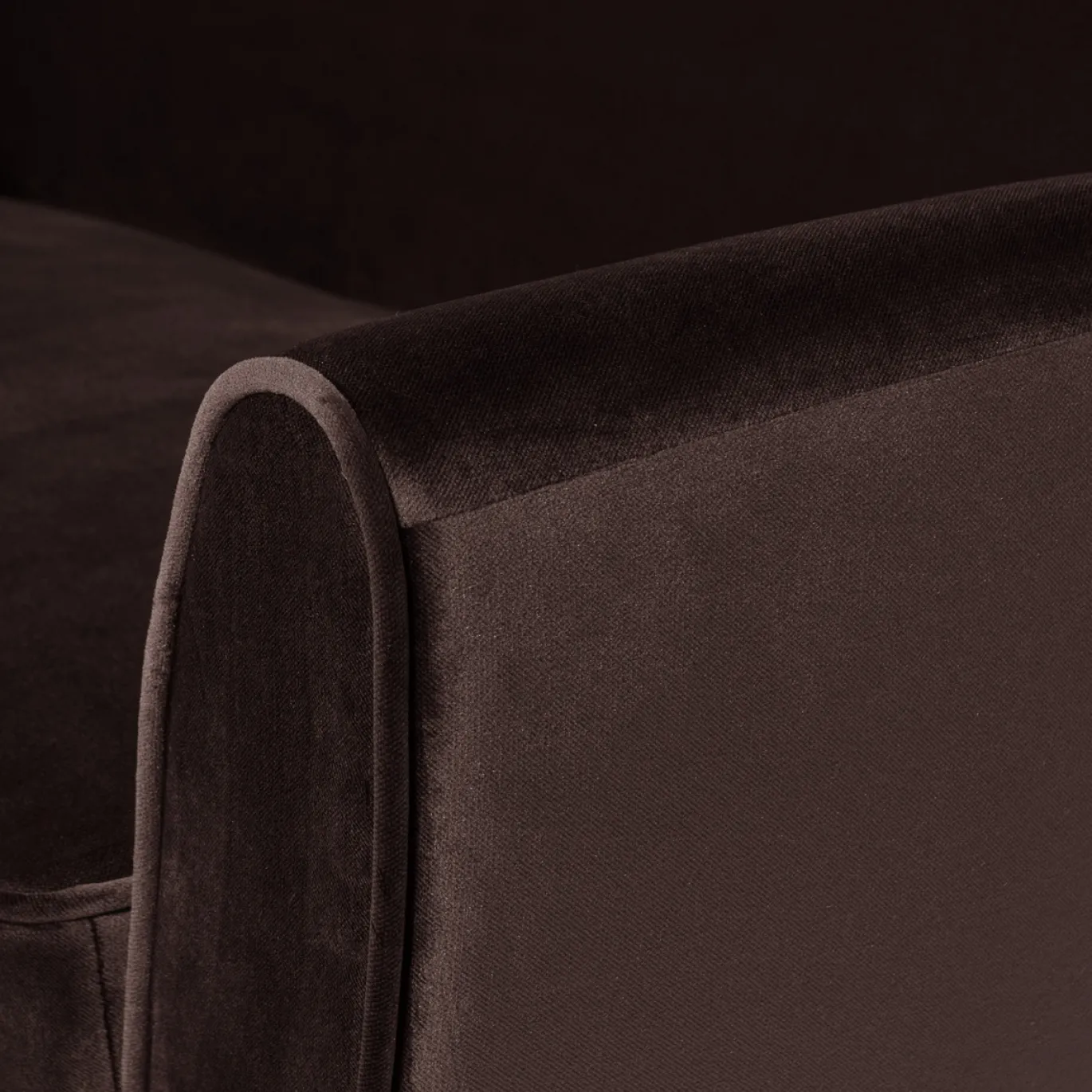 Woood Sofa Rocco Fluweel Donkerbruin 187cm