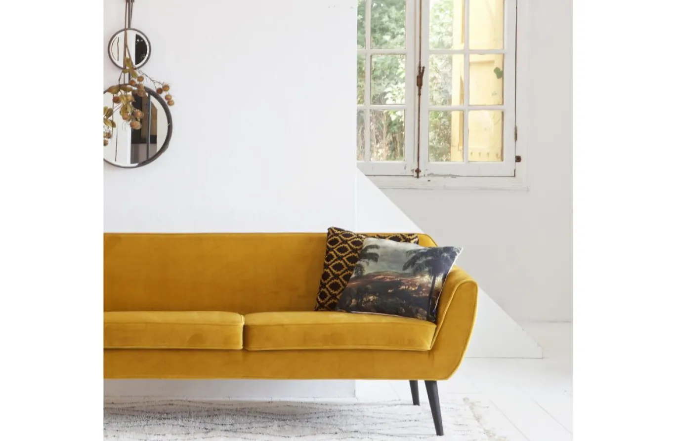 Woood Sofa Rocco Fluweel Oker