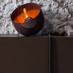Woood Tafellamp Mero Metaal Hoogglans Bruin Ø35cm