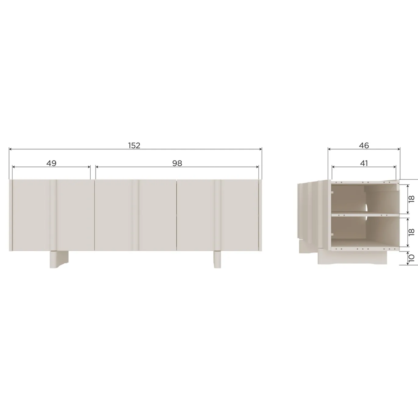 Woood Tv-meubel Basu 152cm Grenen Dust