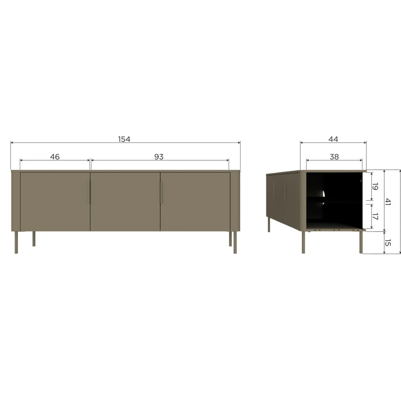 Woood Tv-meubel Gunnar 154cm Grenen Mud
