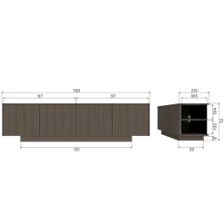 Woood Tv-meubel Nova Meubel 200cm Grenen Truffel Bruin