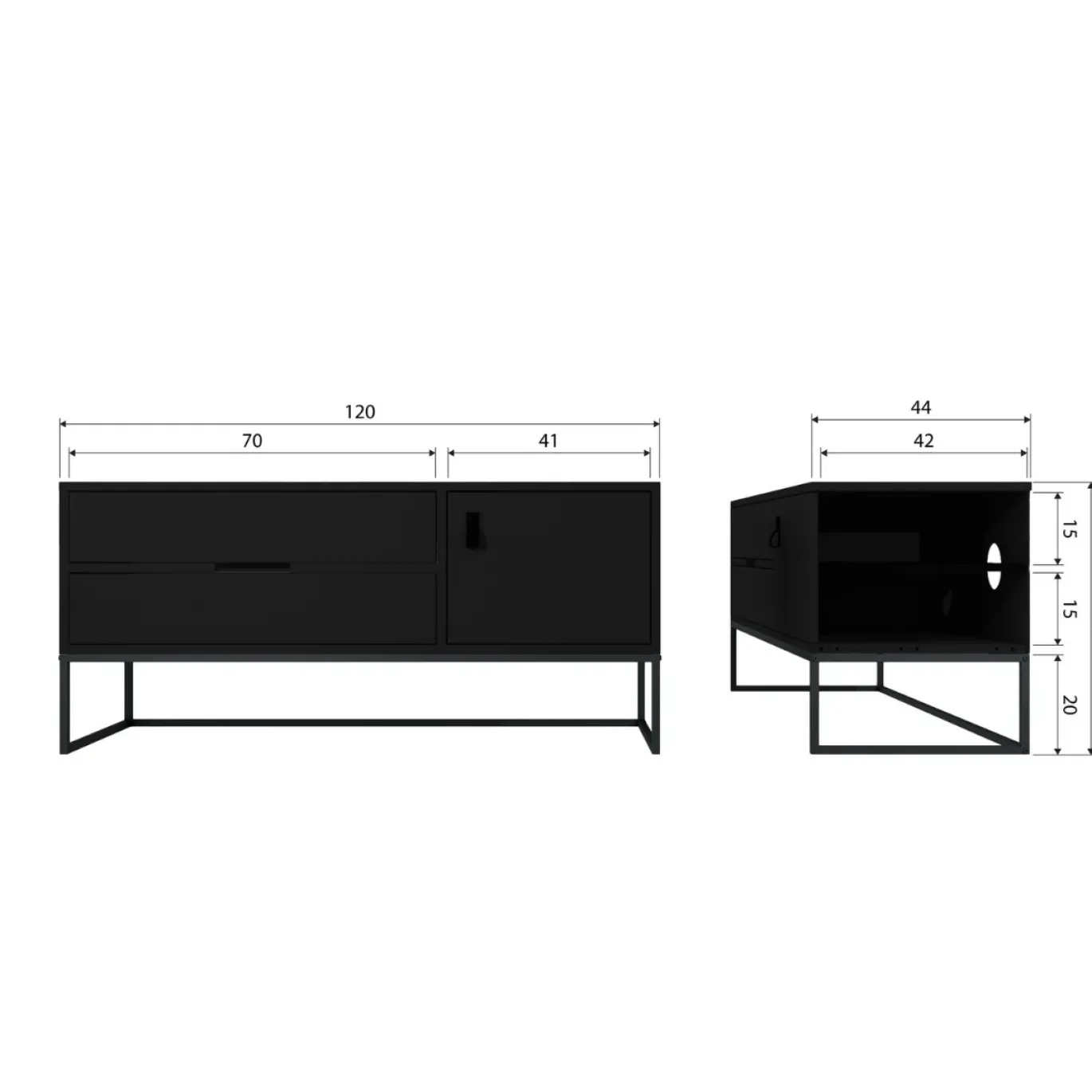 Woood Tv-meubel Silas Essen Zwart 120cm