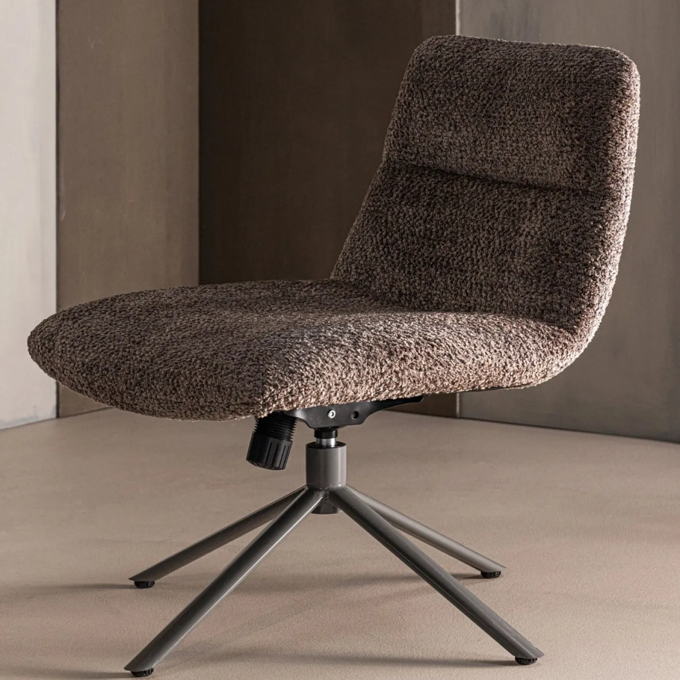 Woood Verstelbare Draaifauteuil Soren Wollig Bruin