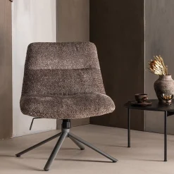Woood Verstelbare Draaifauteuil Soren Wollig Bruin