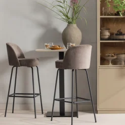 Woood Vierkante Bartafel Bistro Poot Metaal Zwart 105x50x50cm