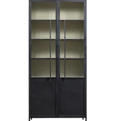 Woood Vitrinekast Exhibit Metaal Zwart 2-Deurs