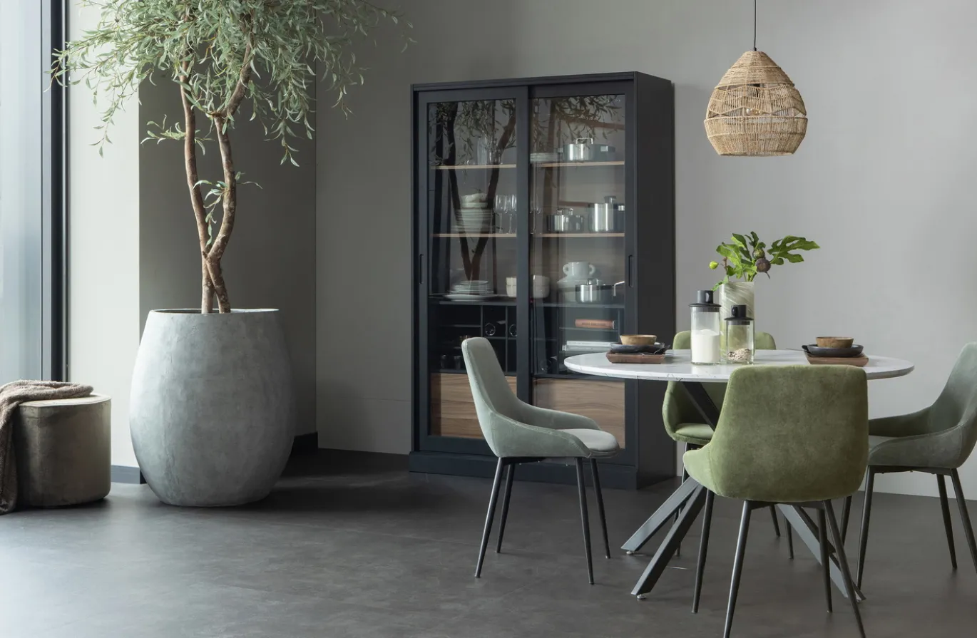 Woood Vitrinekast James Noten/Zwart