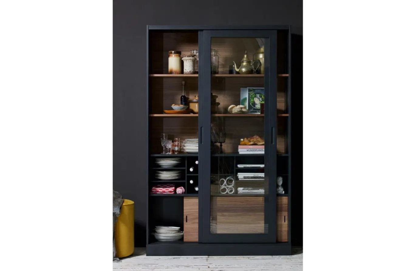 Woood Vitrinekast James Noten/Zwart