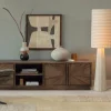 Woood Vloerlamp Loft Metaal/Bouclé Naturel Met Strepen 130xo30cm