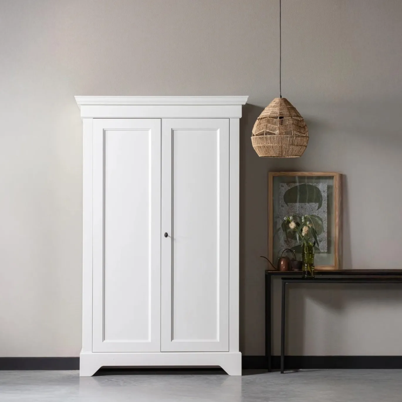 Woood Wandkast Isabel Brocante Grenen Wit