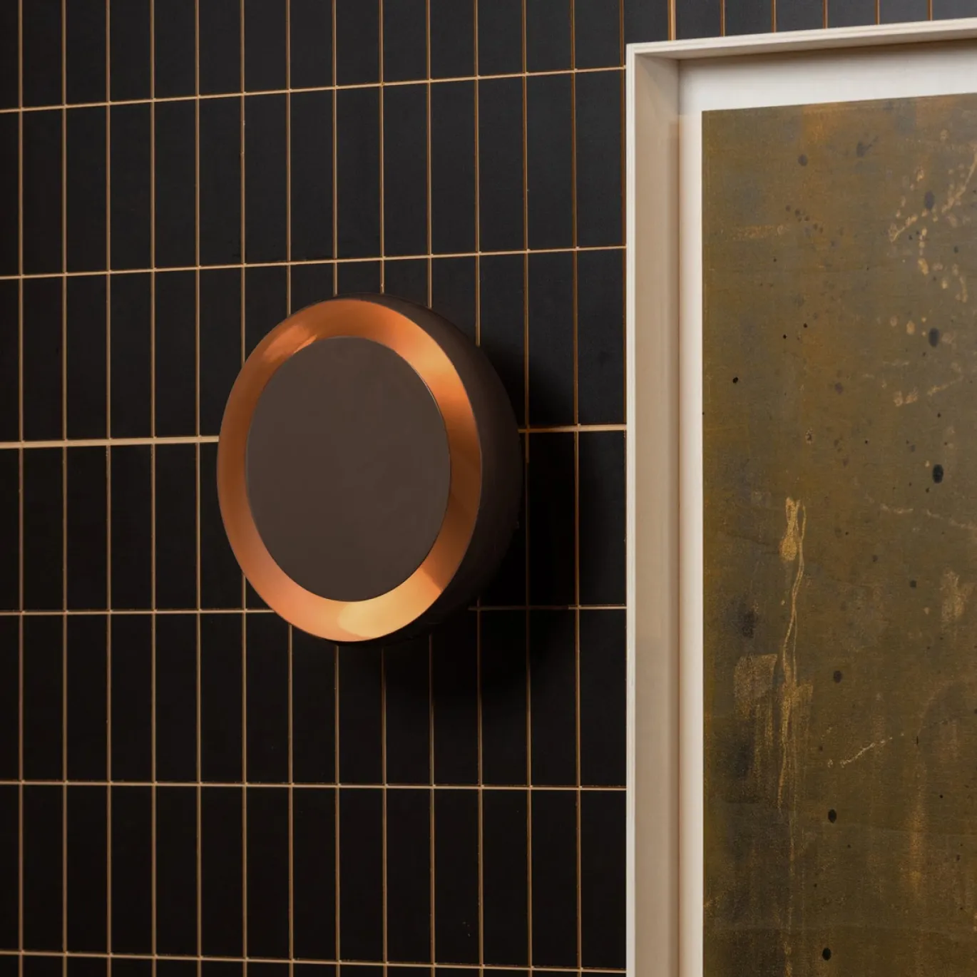 Woood Wandlamp Gloomy Rond Metaal Bruin
