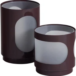 Woood Windlicht Tavo Metaal Glas Bruin Set Van 2