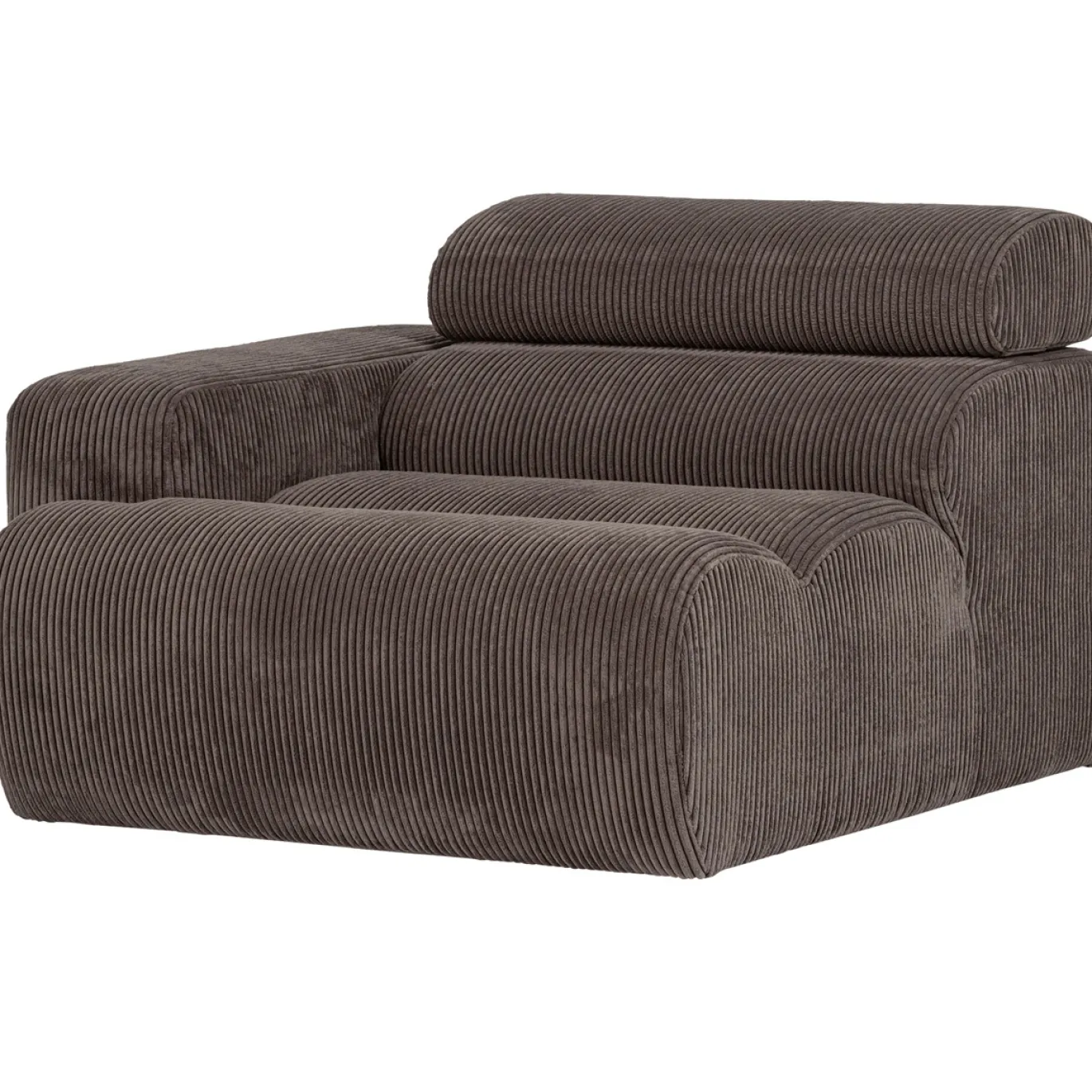 Woood 1-zits Element Novi Arm Links Ribstof Grijsbruin