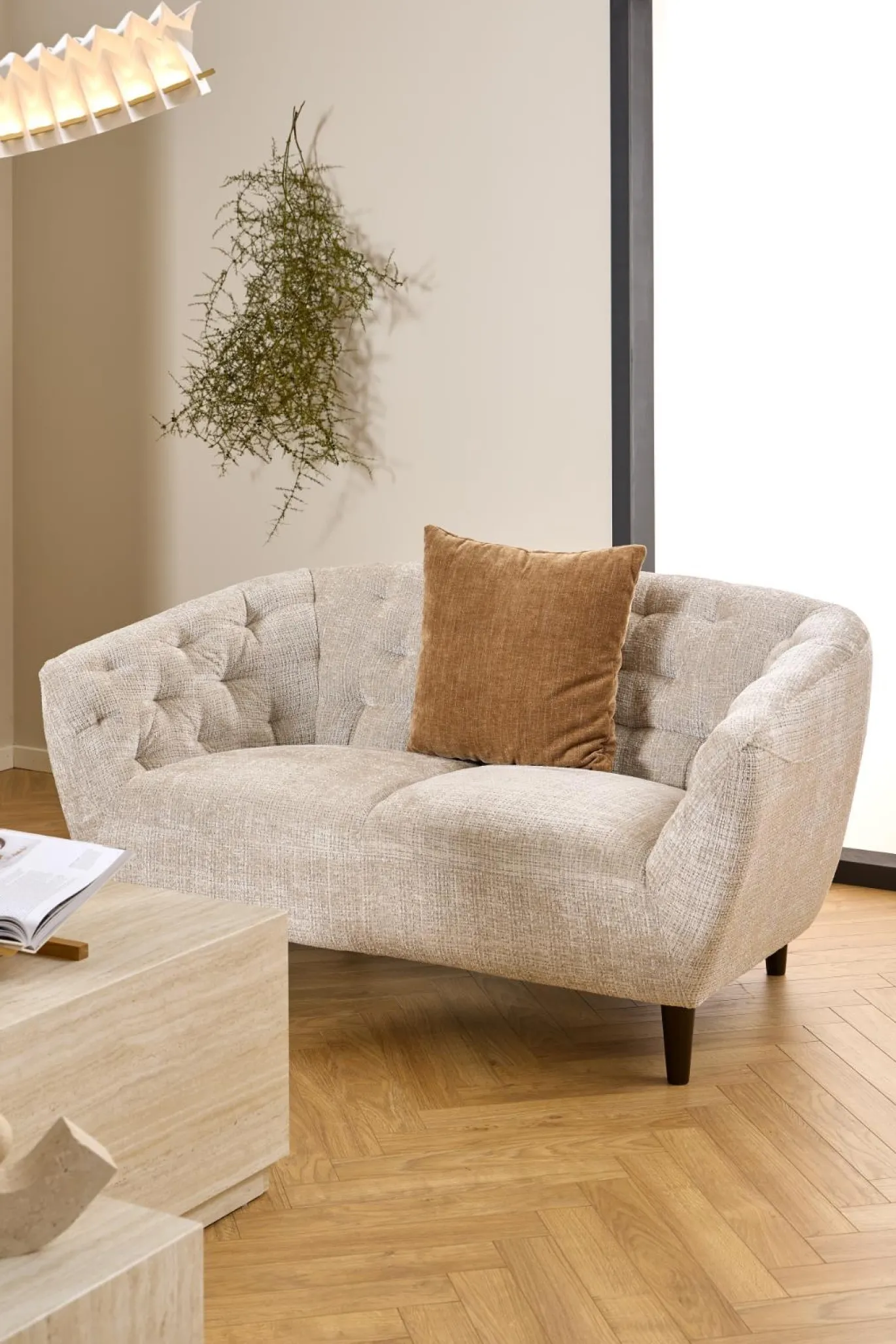 2-zits Bank Flora Beige Juto 150cm - Giga Living