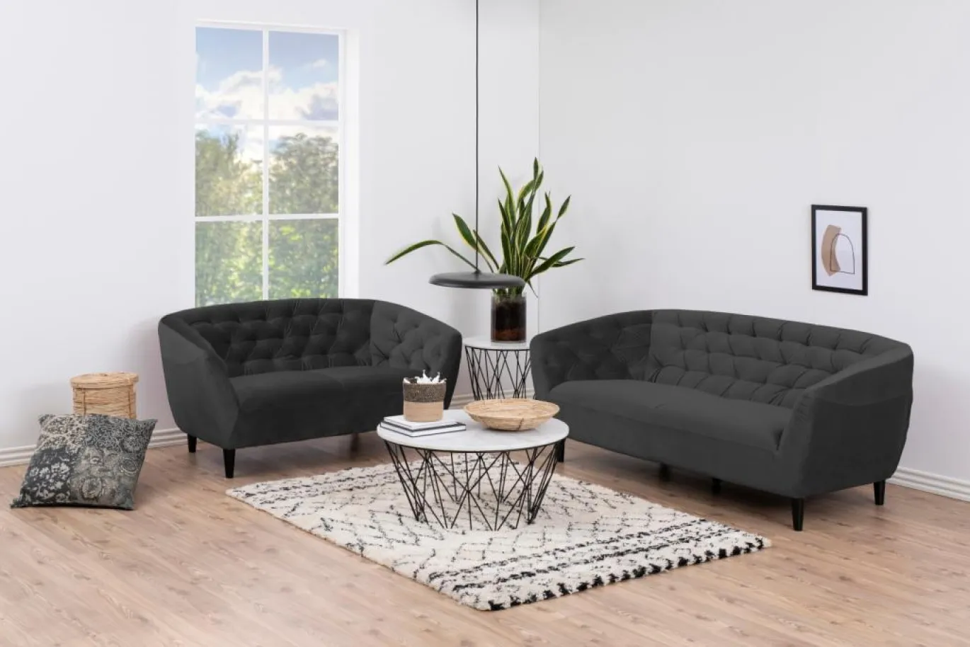 3-Zitsbank Nerio Vic Donkergrijs - Giga Living