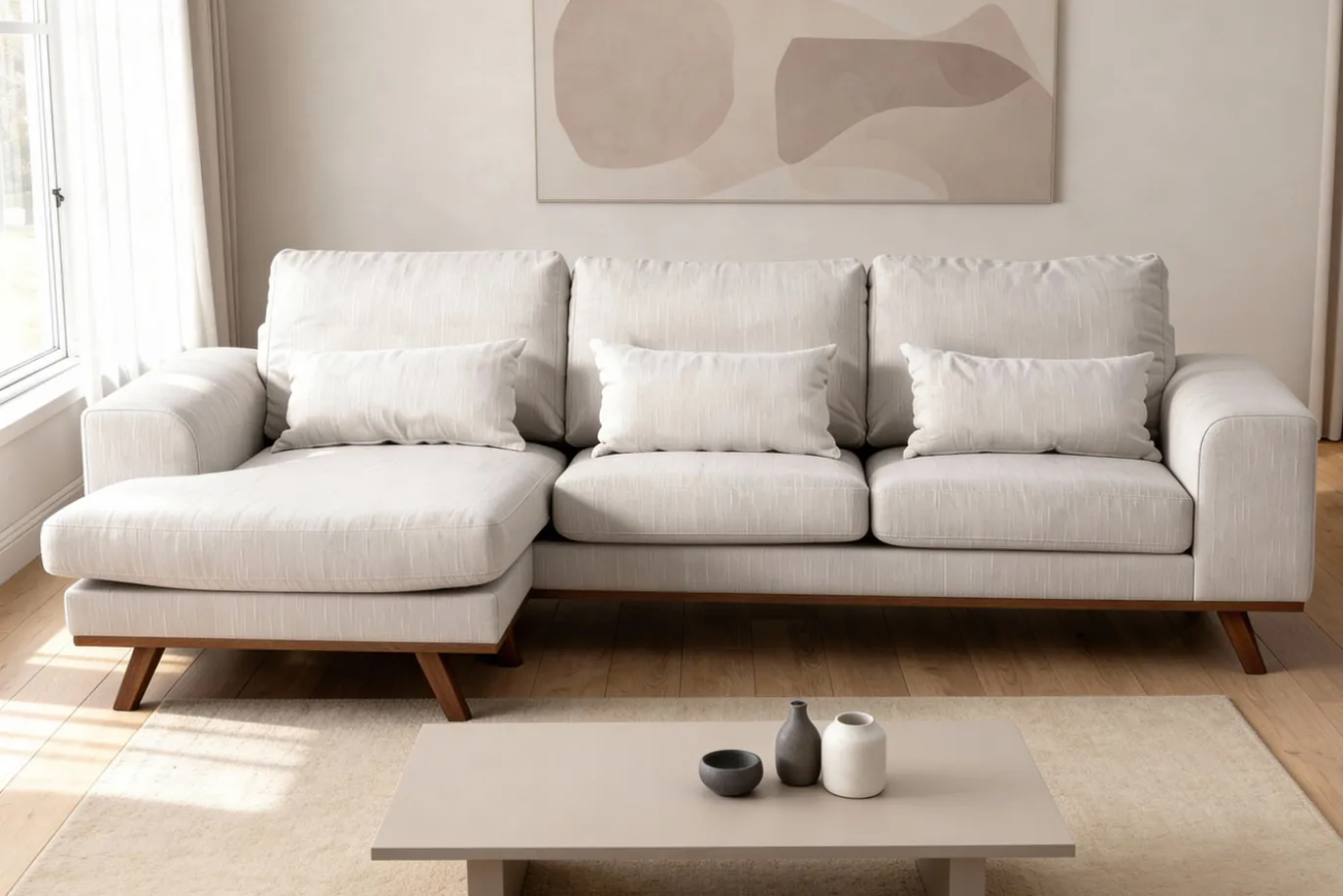 3-Zits Loungebank Grande Japandi Beige - Giga Meubel