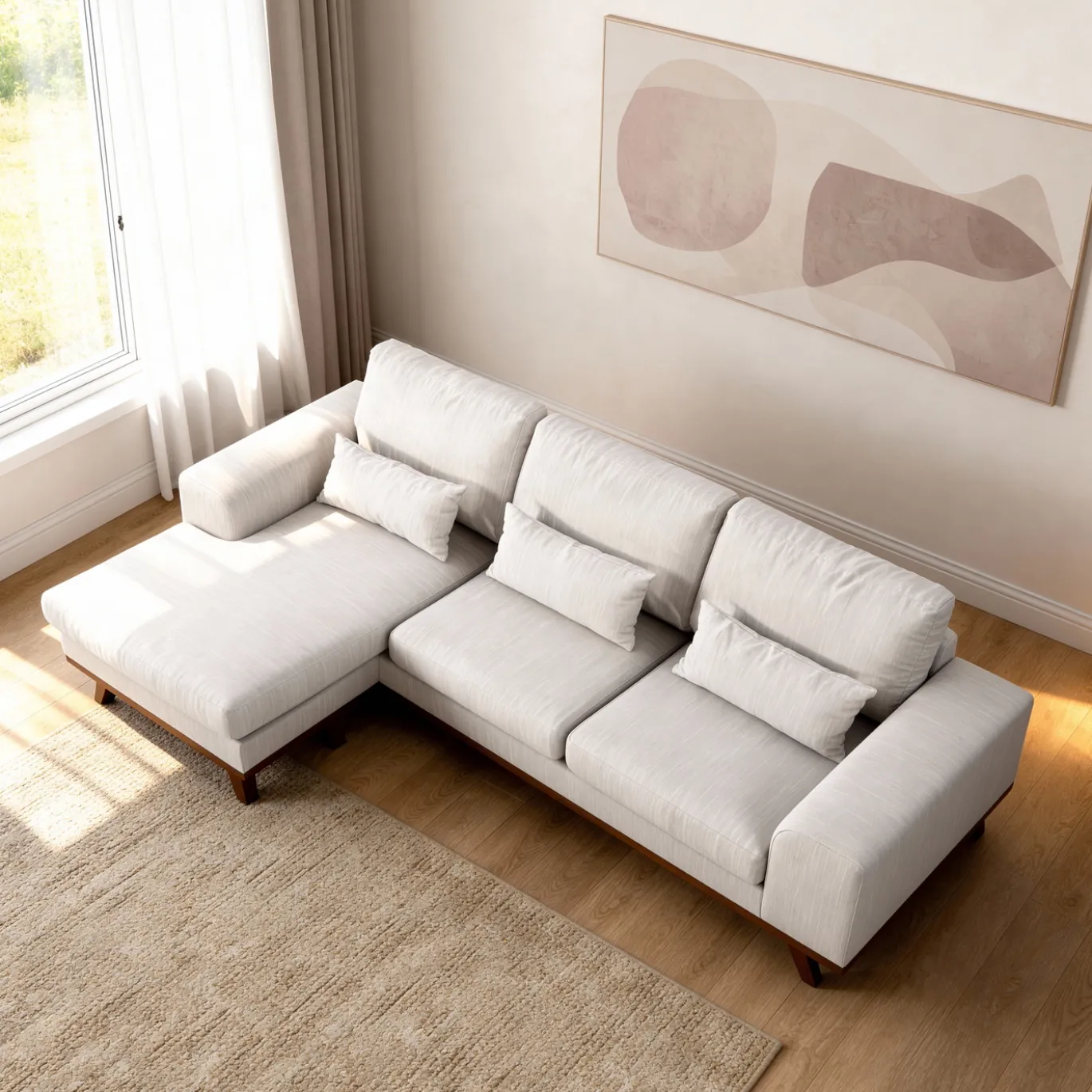 3-Zits Loungebank Grande Japandi Beige - Giga Meubel