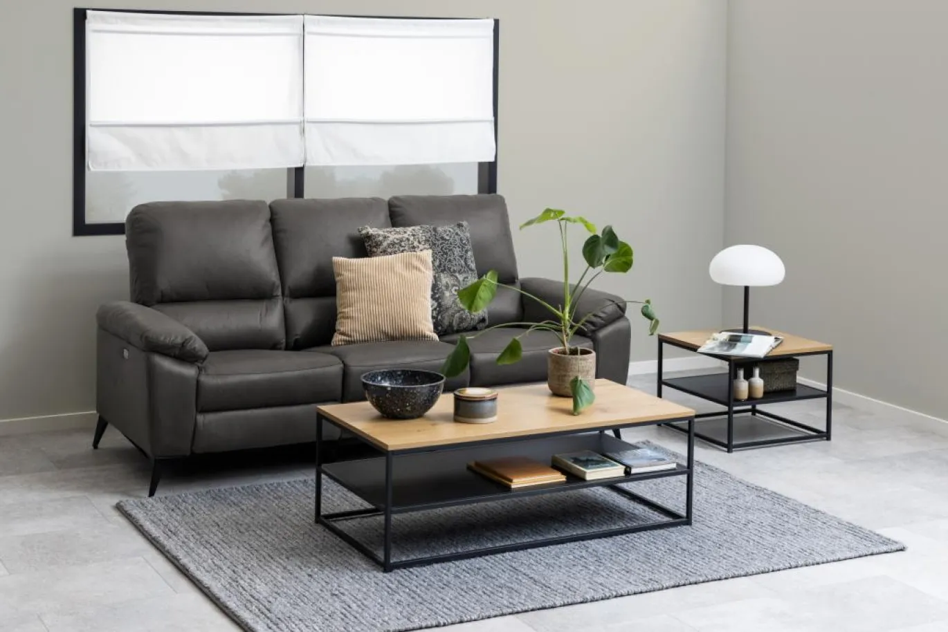 3-zits Relax Bank Ulven Grijs Barry 215cm - Giga Living