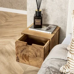 Zwevend Nachtkastje Block Naturel - Giga Meubel