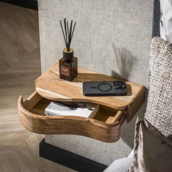 Zwevend Nachtkastje Organic Acacia Set van 2 - Giga Meubel