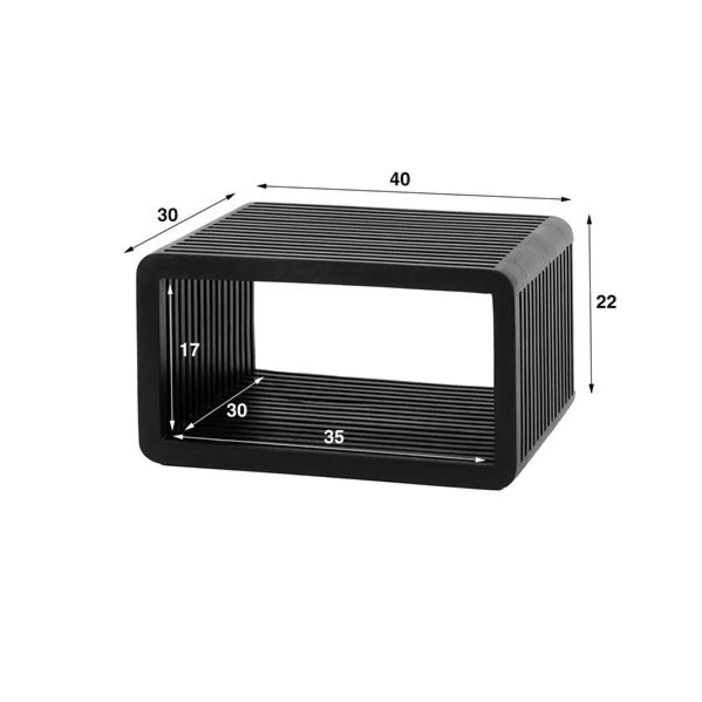 Zwevend Nachtkastje Rib Teakhout Zwart - Giga Meubel