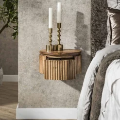 Zwevend Nachtkastje Wave Rond Mango XS - Giga Meubel
