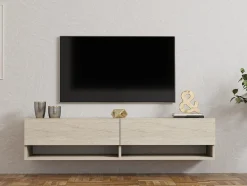 Zwevend Tv-meubel Arges Travertinlook 140cm