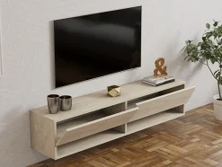 Zwevend Tv-meubel Arges Travertinlook 140cm