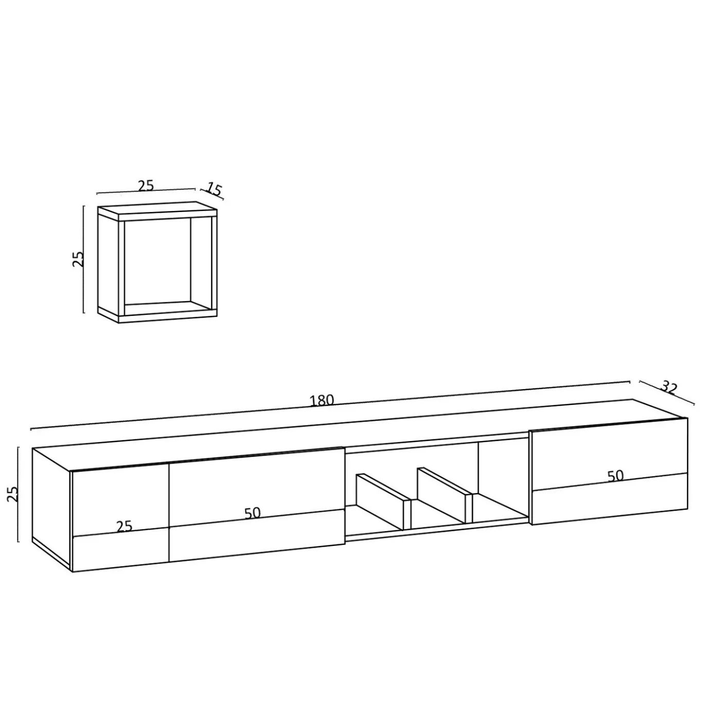 Zwevend Tv-meubel Avior Naturel 180cm