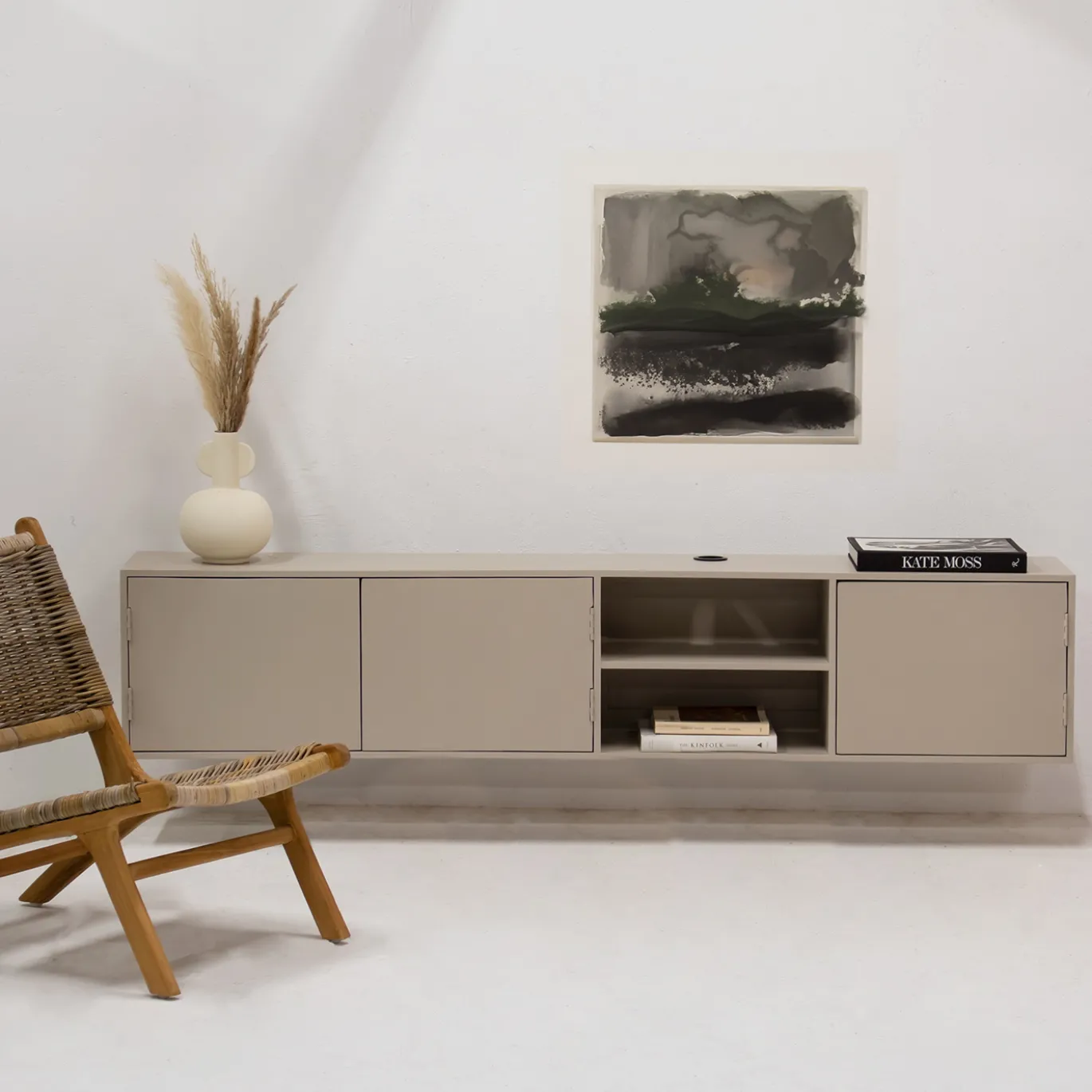 Zwevend Tv-meubel Loiza Taupe 200cm 3-deurs - Giga Meubel