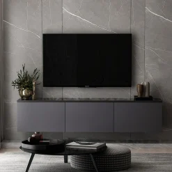 Zwevend Tv-meubel Neon Antraciet 160cm