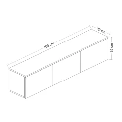 Zwevend Tv-meubel Neon Illuminated Travertinlook 160cm