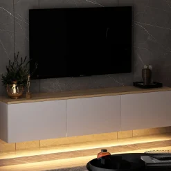 Zwevend Tv-meubel Neon Wit 160cm
