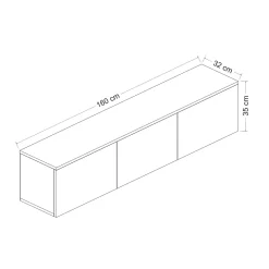 Zwevend Tv-meubel Neon Wit 160cm