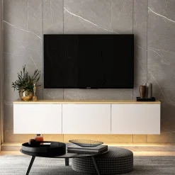 Zwevend Tv-meubel Neon Wit 160cm
