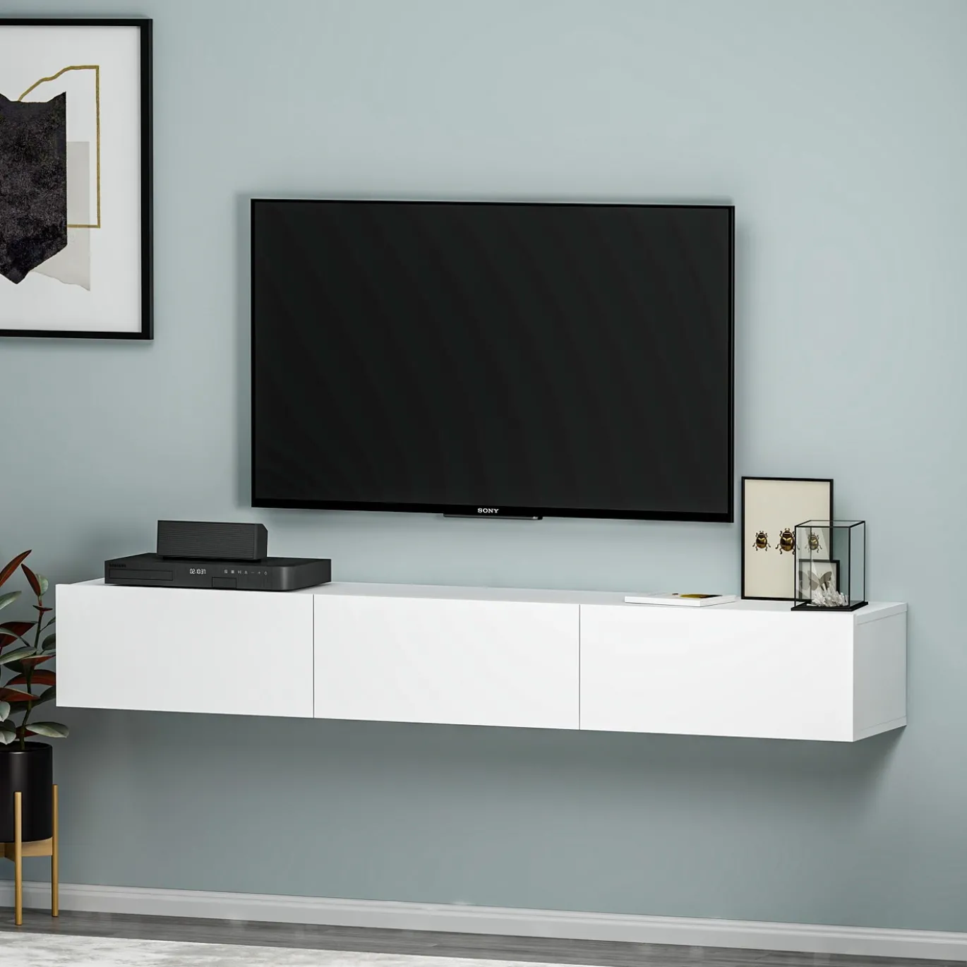 Zwevend Tv-meubel Terra Wit 180cm
