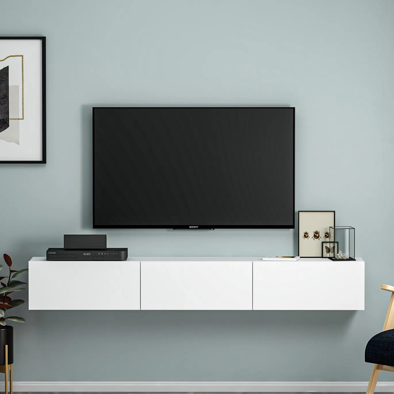 Zwevend Tv-meubel Terra Wit 180cm