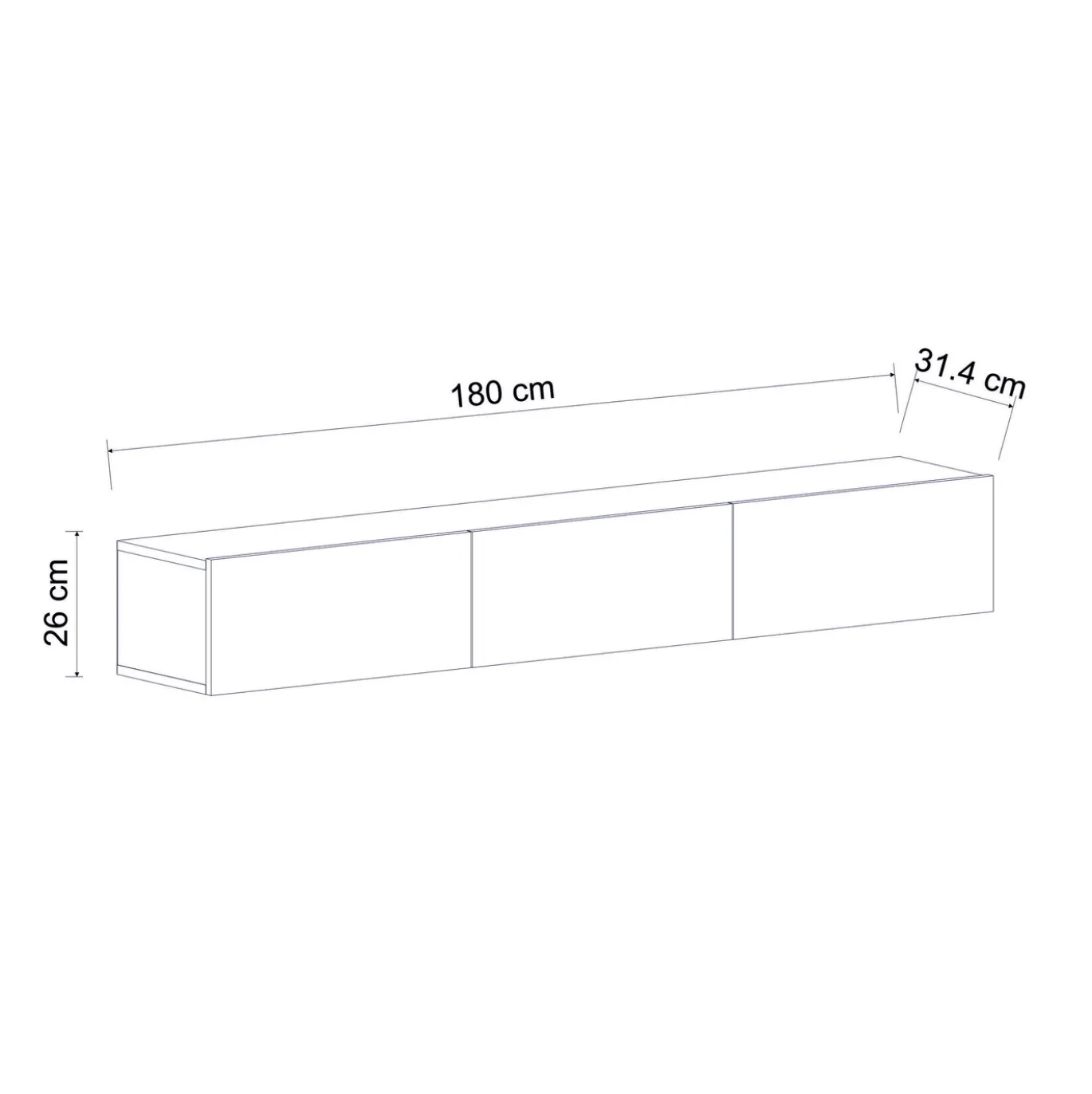 Zwevend Tv-meubel Terra Wit 180cm