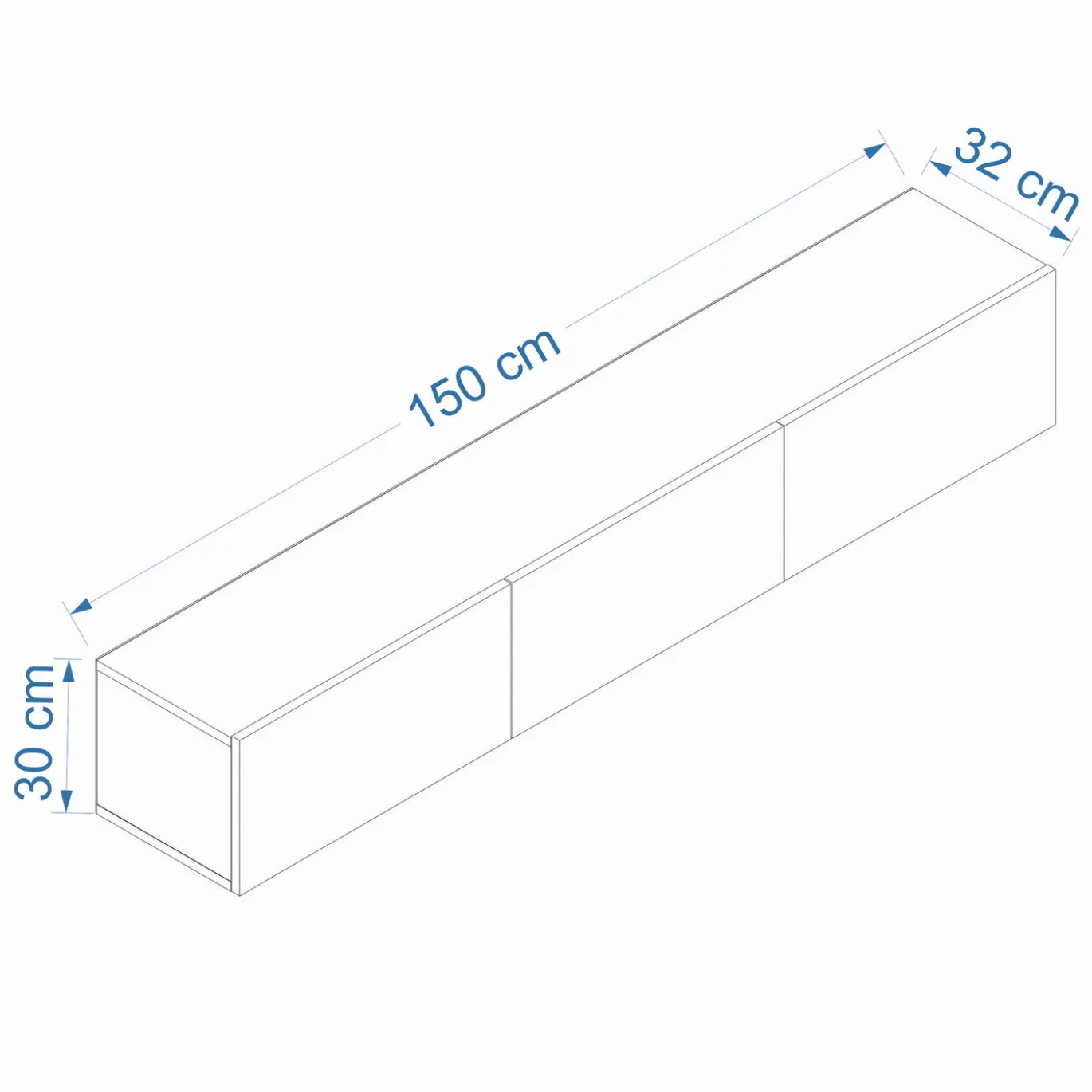 Zwevend Tv-meubel West Naturel 150cm