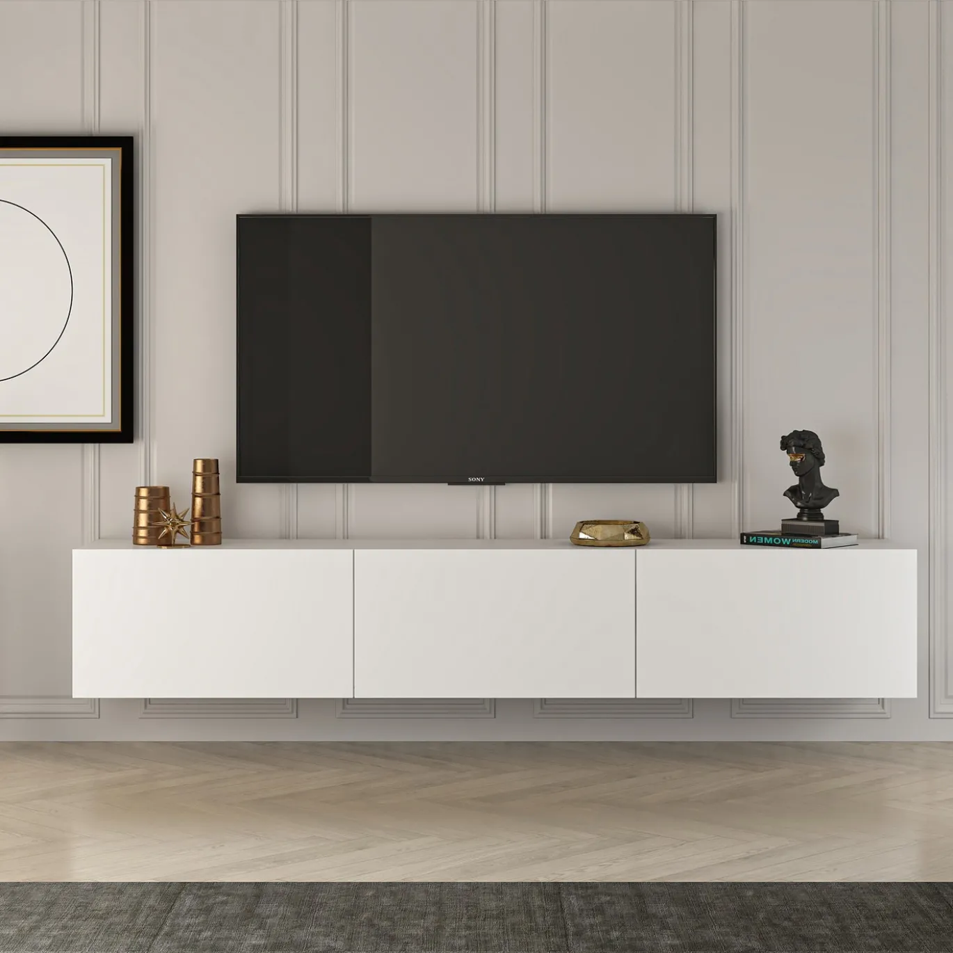 Zwevend Tv-meubel West Wit 150cm